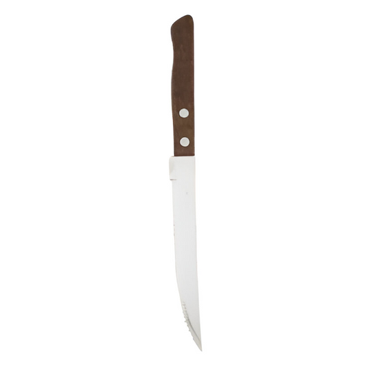 Stainless Steel Steak Knife Set with Wooden Handles & Serrated Edges