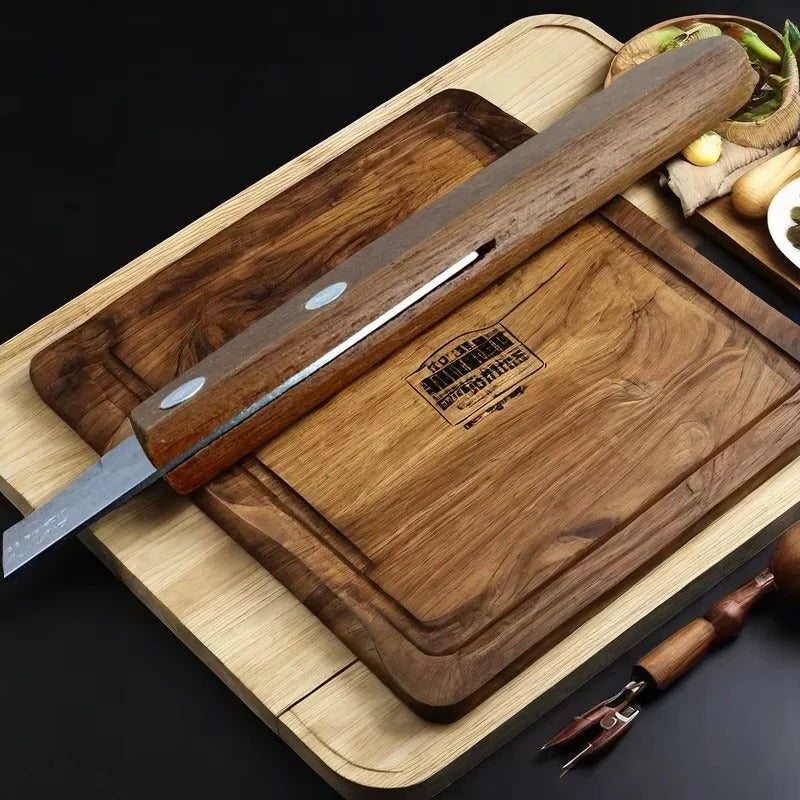 Stainless Steel Steak Knife Set with Wooden Handles & Serrated Edges