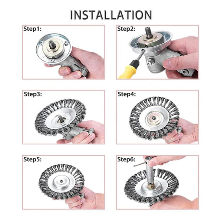 Steel Wire Weed Brush Attachment for Lawn Trimmer