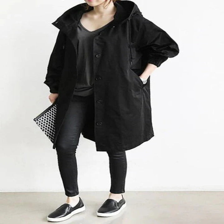 Water-Resistant Hooded Overcoat for Outdoor Use