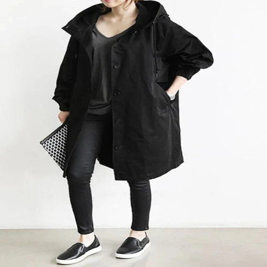 Water-Resistant Hooded Overcoat for Outdoor Use