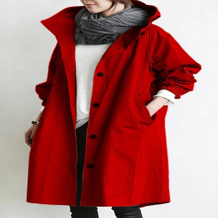 Water-Resistant Hooded Overcoat for Outdoor Use