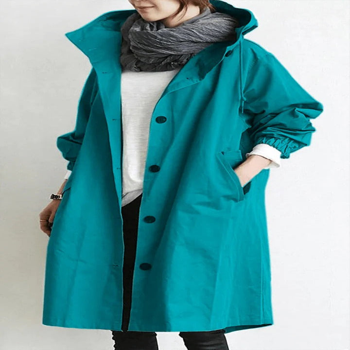 Water-Resistant Hooded Overcoat for Outdoor Use