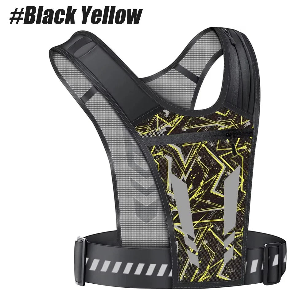 Adjustable Reflective Running Vest with Secure Phone Pocket