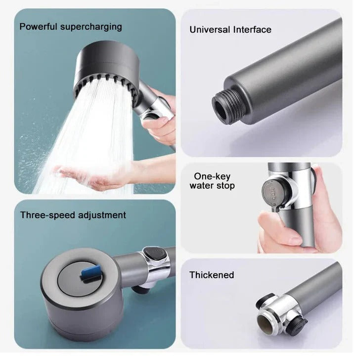 Power Rinse Shower Head with High-Pressure, Easy-Mount Water Saver