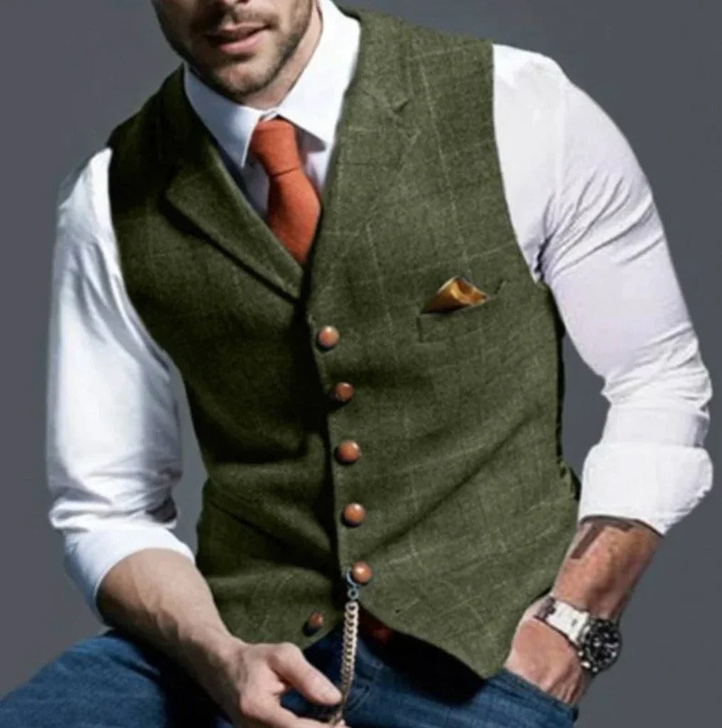 Classic Slim Fit Men's Suit Waistcoat with Six Button Closure