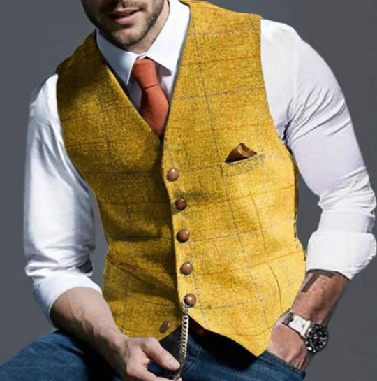 Classic Slim Fit Men's Suit Waistcoat with Six Button Closure