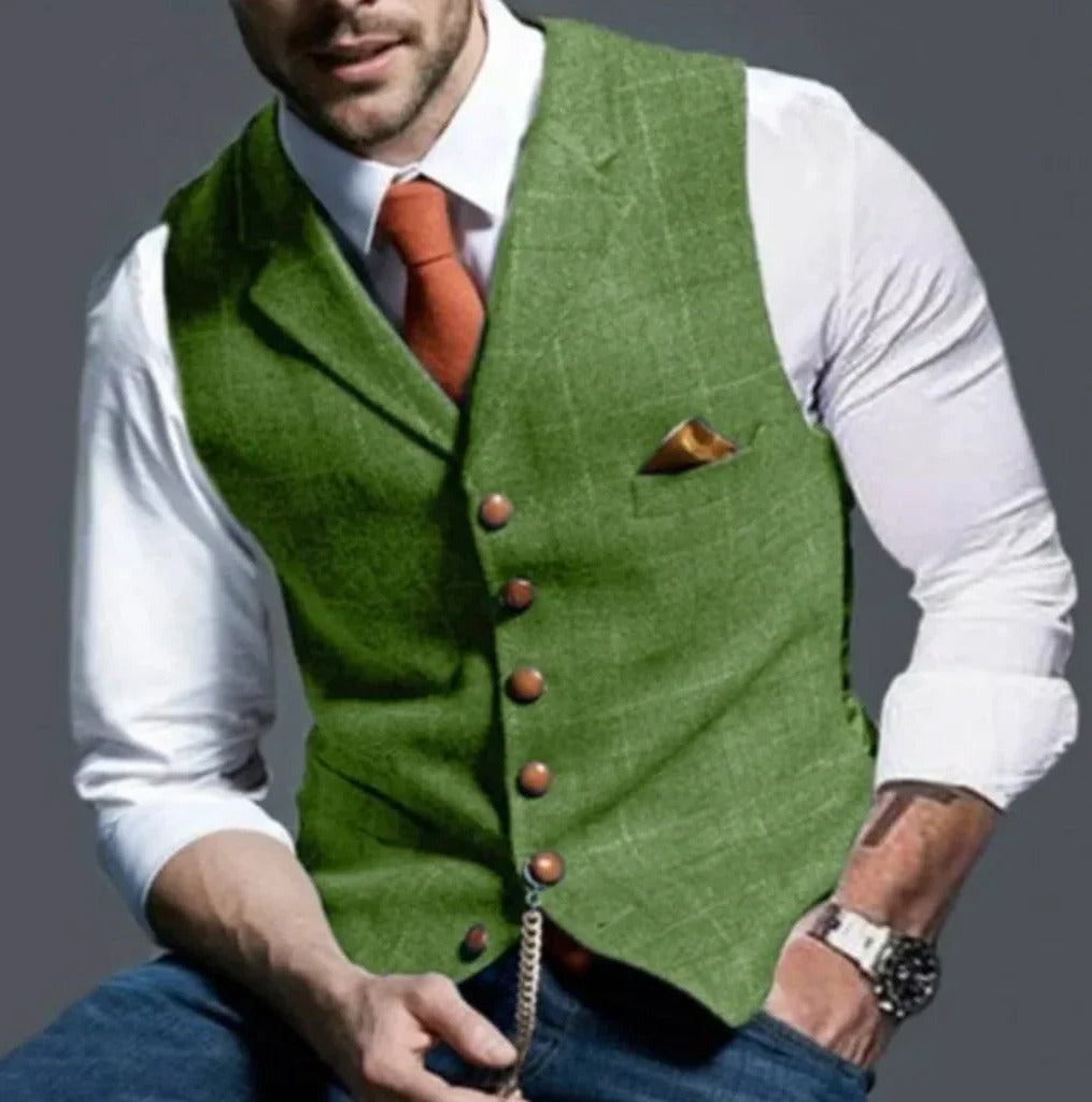 Classic Slim Fit Men's Suit Waistcoat with Six Button Closure