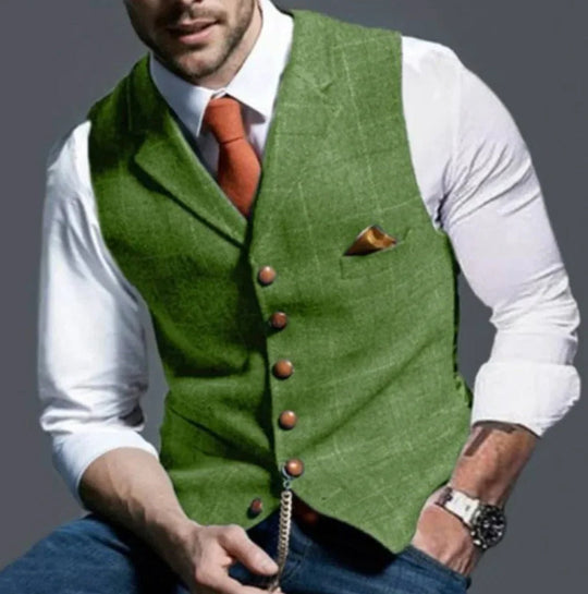 Classic Slim Fit Men's Suit Waistcoat with Six Button Closure