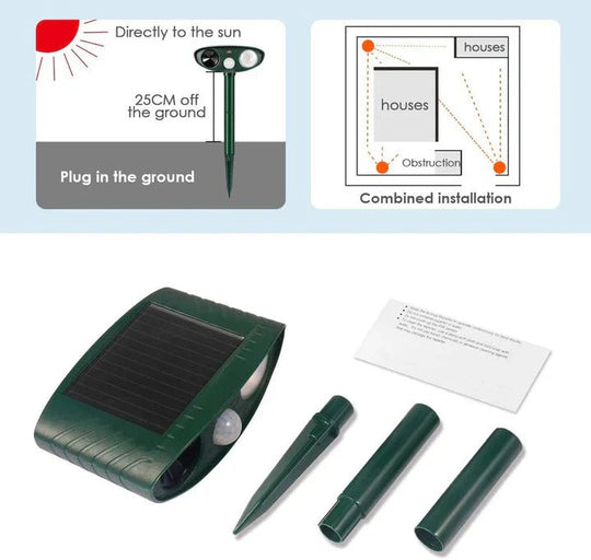 Solar-Powered Rabbit Repeller – Ultrasonic Humane Pest Deterrent