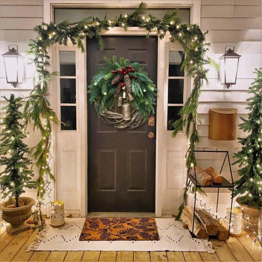Bohemian Style Christmas Wreath with Handmade Vine and Dried Floral Décor