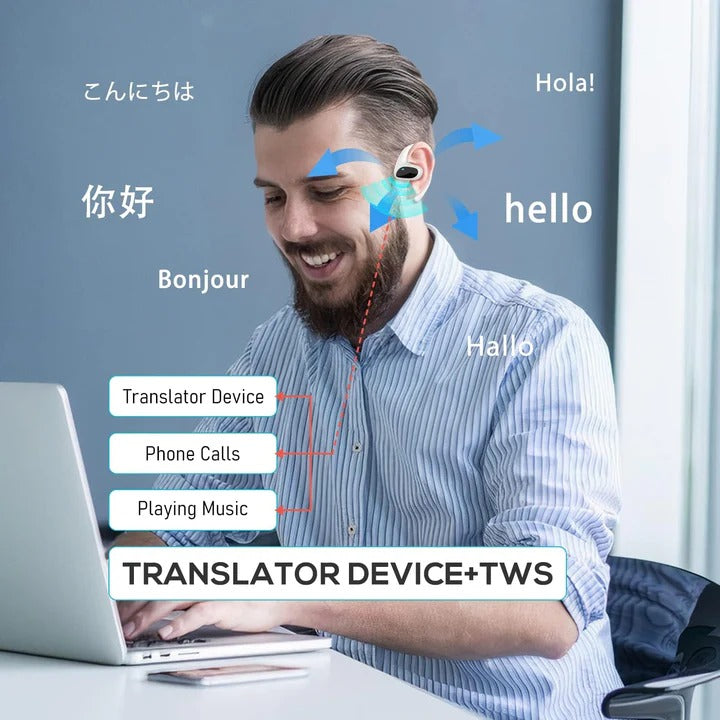 Smart Wireless Translator Earbuds for Travel and Business
