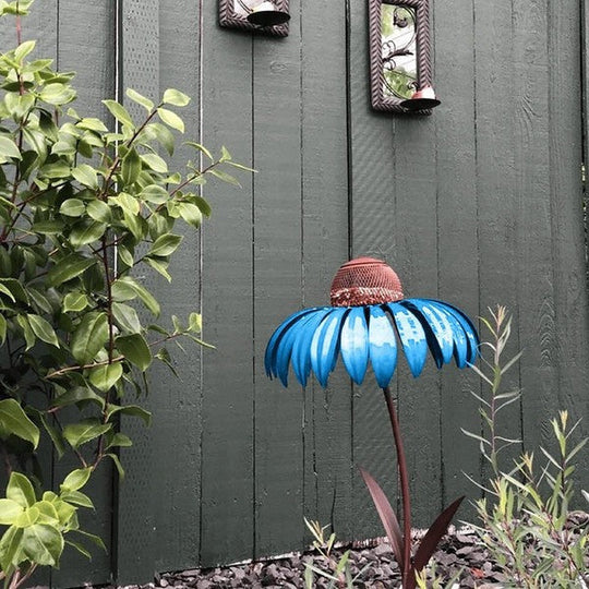 Outdoor Coneflower Bird Feeder with Durable Metal Seed Dish