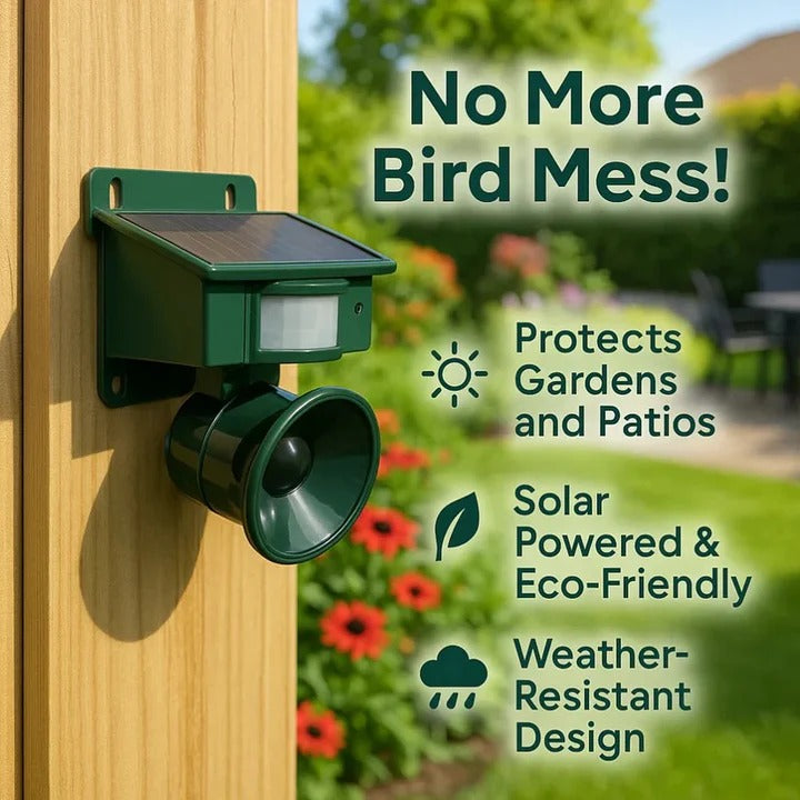Outdoor Solar-Powered Motion-Activated Bird Deterrent Sound Device