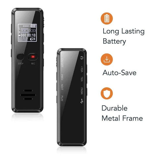 Digital Voice Recorder with Auto Save and Playback Speaker