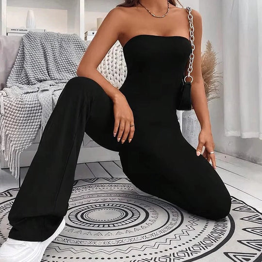 Casual Summer Jumpsuit-Style Trousers for Women with Adjustable Waist, Slim Fit