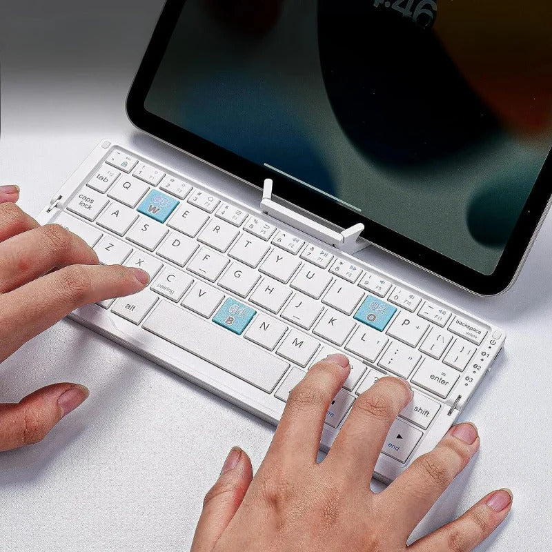 Slim Foldable Wireless Keyboard and Magnetic Stand for Tablets