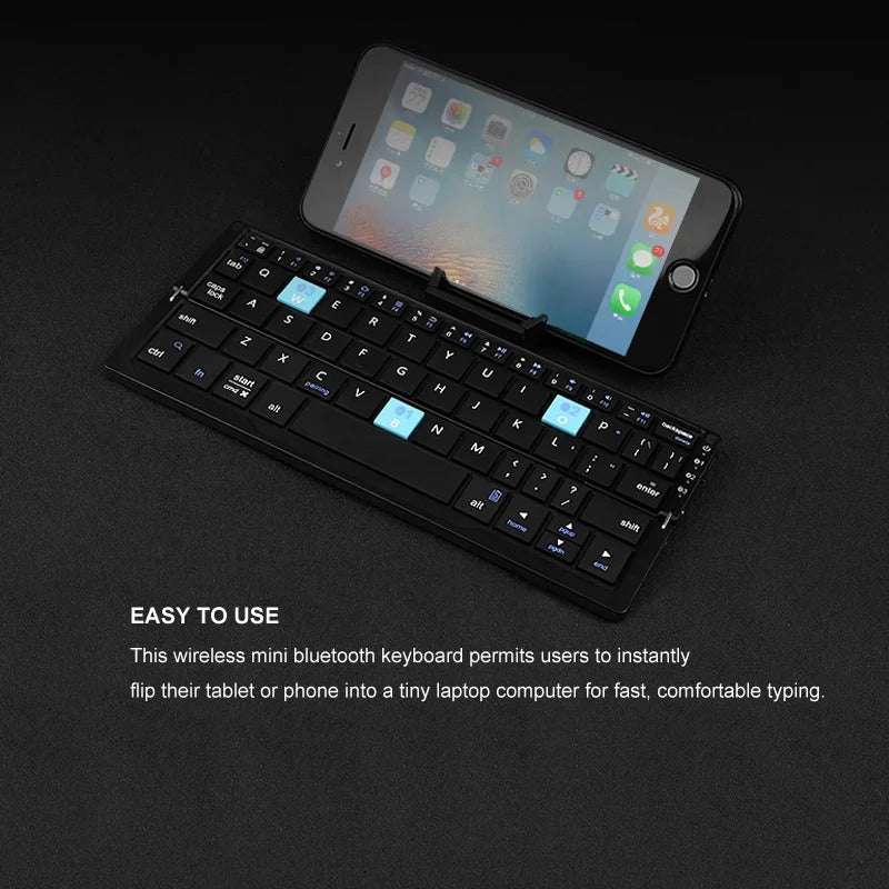 Slim Foldable Wireless Keyboard and Magnetic Stand for Tablets