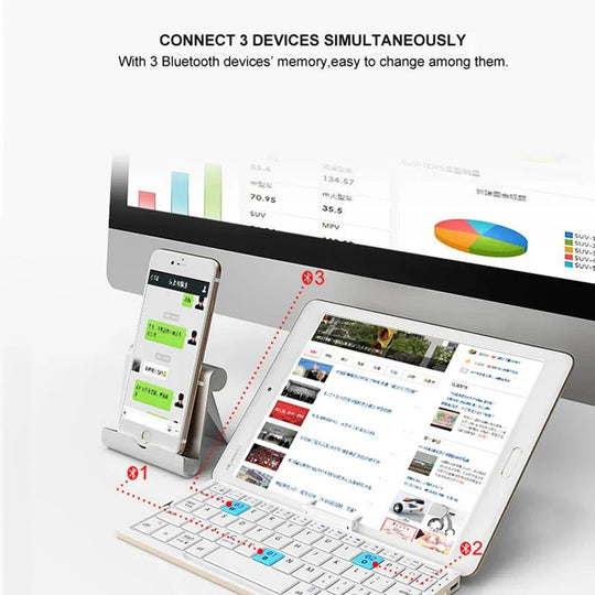 Slim Foldable Wireless Keyboard and Magnetic Stand for Tablets
