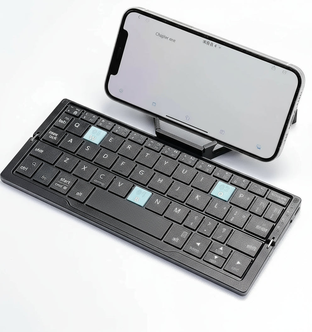 Slim Foldable Wireless Keyboard and Magnetic Stand for Tablets