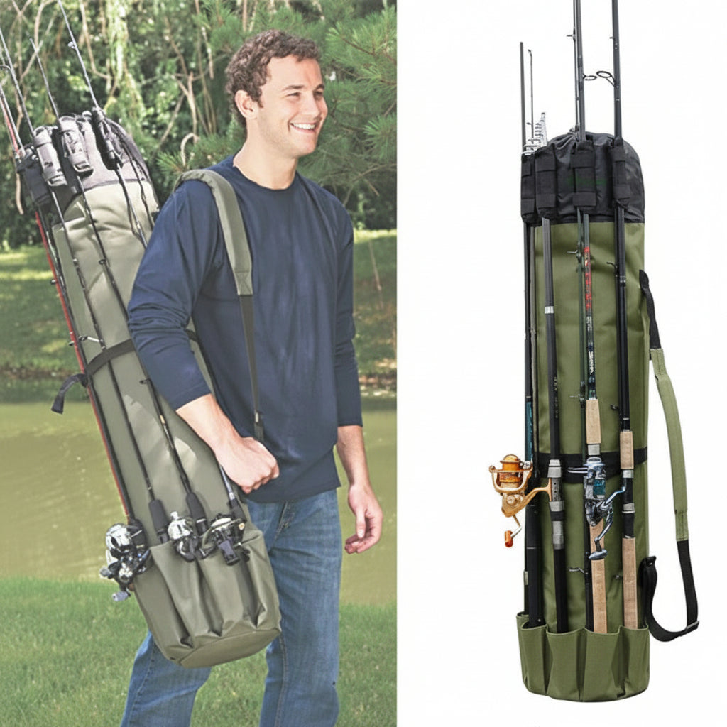 Portable Fishing Gear Bag, Multi-Pocket Rod Storage