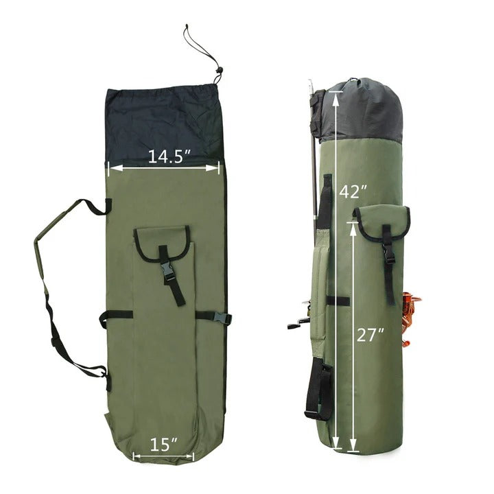 Portable Fishing Gear Bag, Multi-Pocket Rod Storage