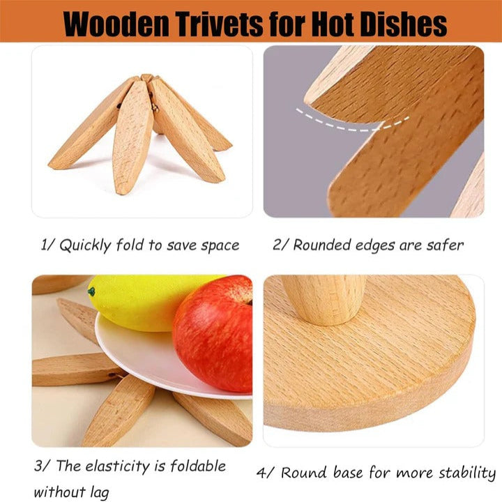 Wooden Pot Stand with Heat-Resistant Surface
