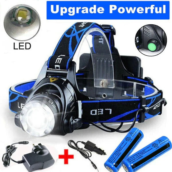 Rechargeable LED Headlamp with Adjustable Beam