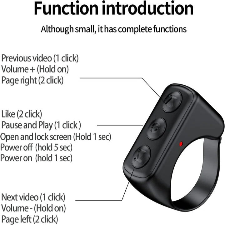 Bluetooth Scrolling Ring Remote Control for Smartphones