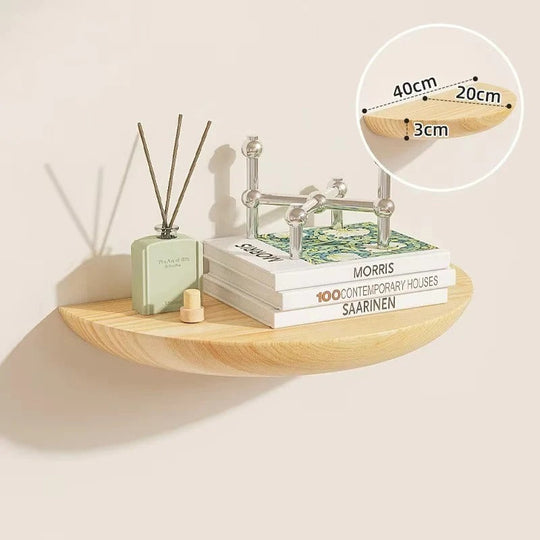 Half-Round Wooden Floating Wall Shelf