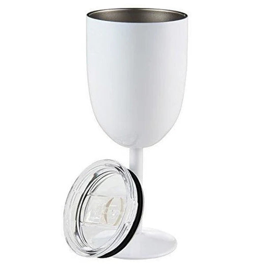 Insulated Stemmed Stainless Steel Wine Goblet with Lid