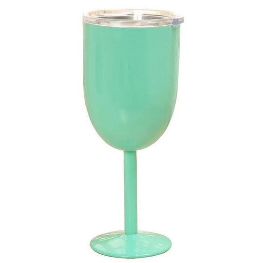 Insulated Stemmed Stainless Steel Wine Goblet with Lid