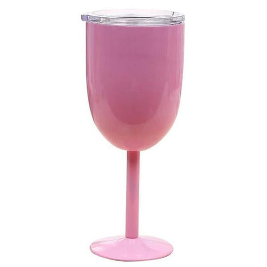 Insulated Stemmed Stainless Steel Wine Goblet with Lid