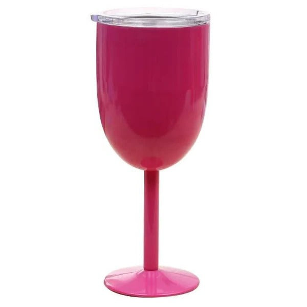Insulated Stemmed Stainless Steel Wine Goblet with Lid