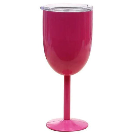 Insulated Stemmed Stainless Steel Wine Goblet with Lid