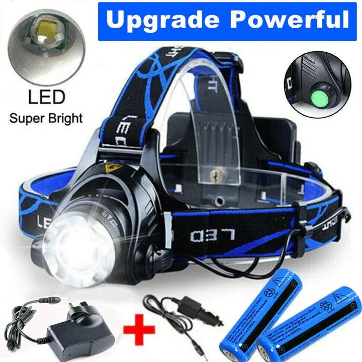 LED Headlamp with Rechargeable Battery and Adjustable Lighting