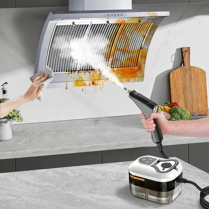Steam Cleaning Device with Nozzles and Heat Resistant Gloves