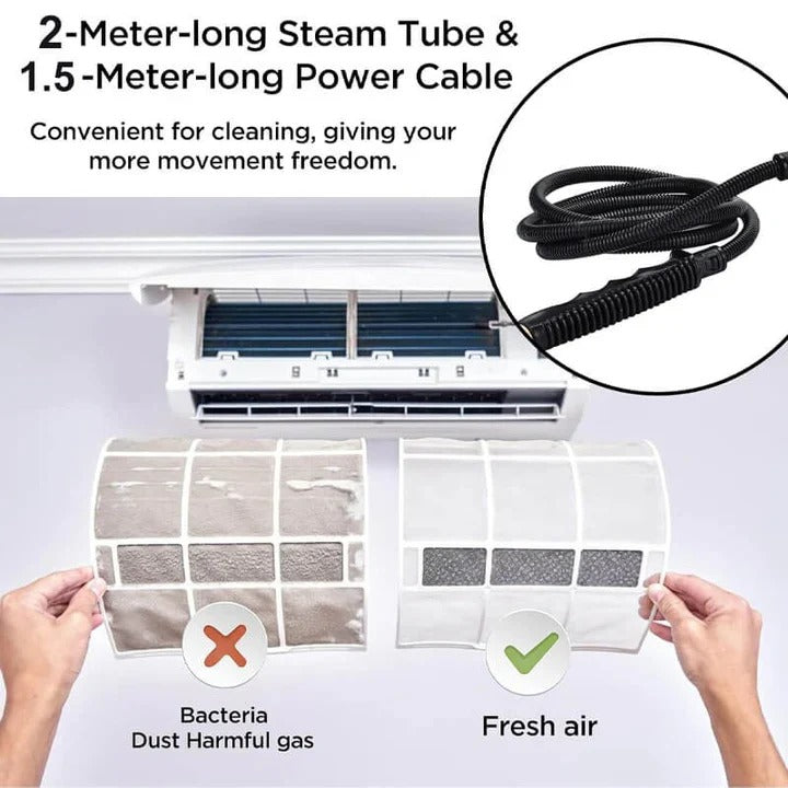 Steam Cleaning Device with Nozzles and Heat Resistant Gloves