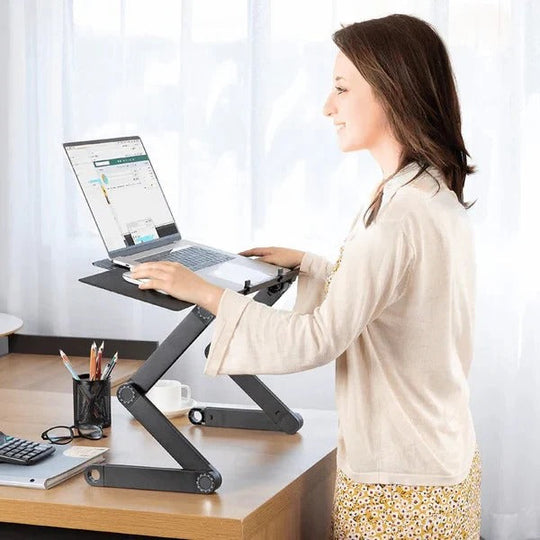 Adjustable Folding Aluminium Laptop Stand with Detachable Mouse Plate