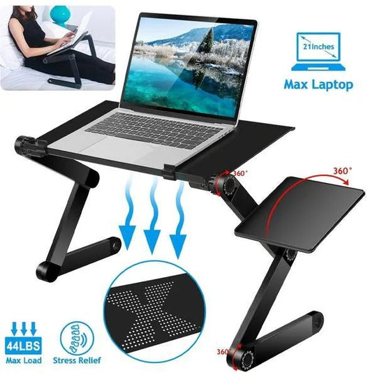Adjustable Folding Aluminium Laptop Stand with Detachable Mouse Plate
