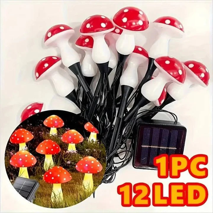 Solar Powered LED Mushroom Garden Lights with Ground Stakes
