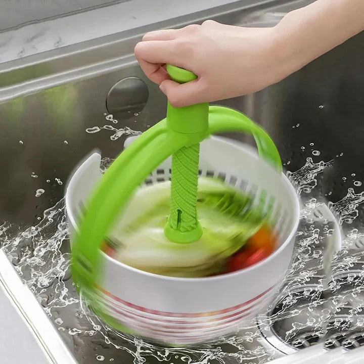 Manual Spin Salad Bowl with Built-In Rinse and Drain System
