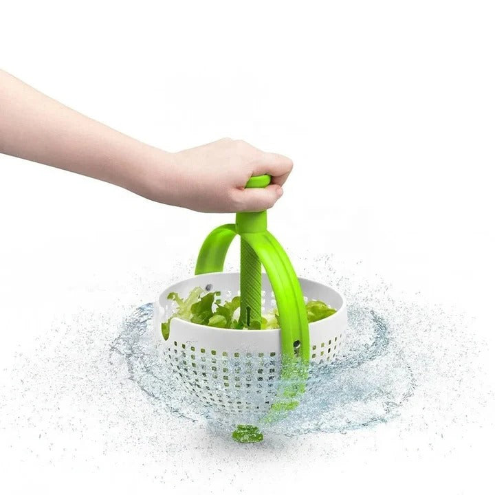 Manual Spin Salad Bowl with Built-In Rinse and Drain System