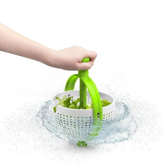 Manual Spin Salad Bowl with Built-In Rinse and Drain System