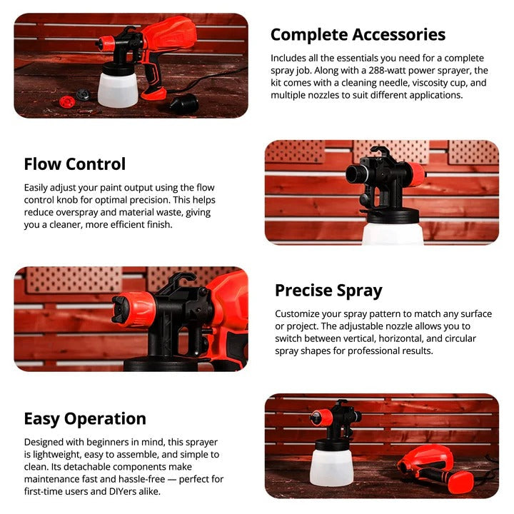 Cordless Handheld Paint Sprayer With Adjustable Spray Settings