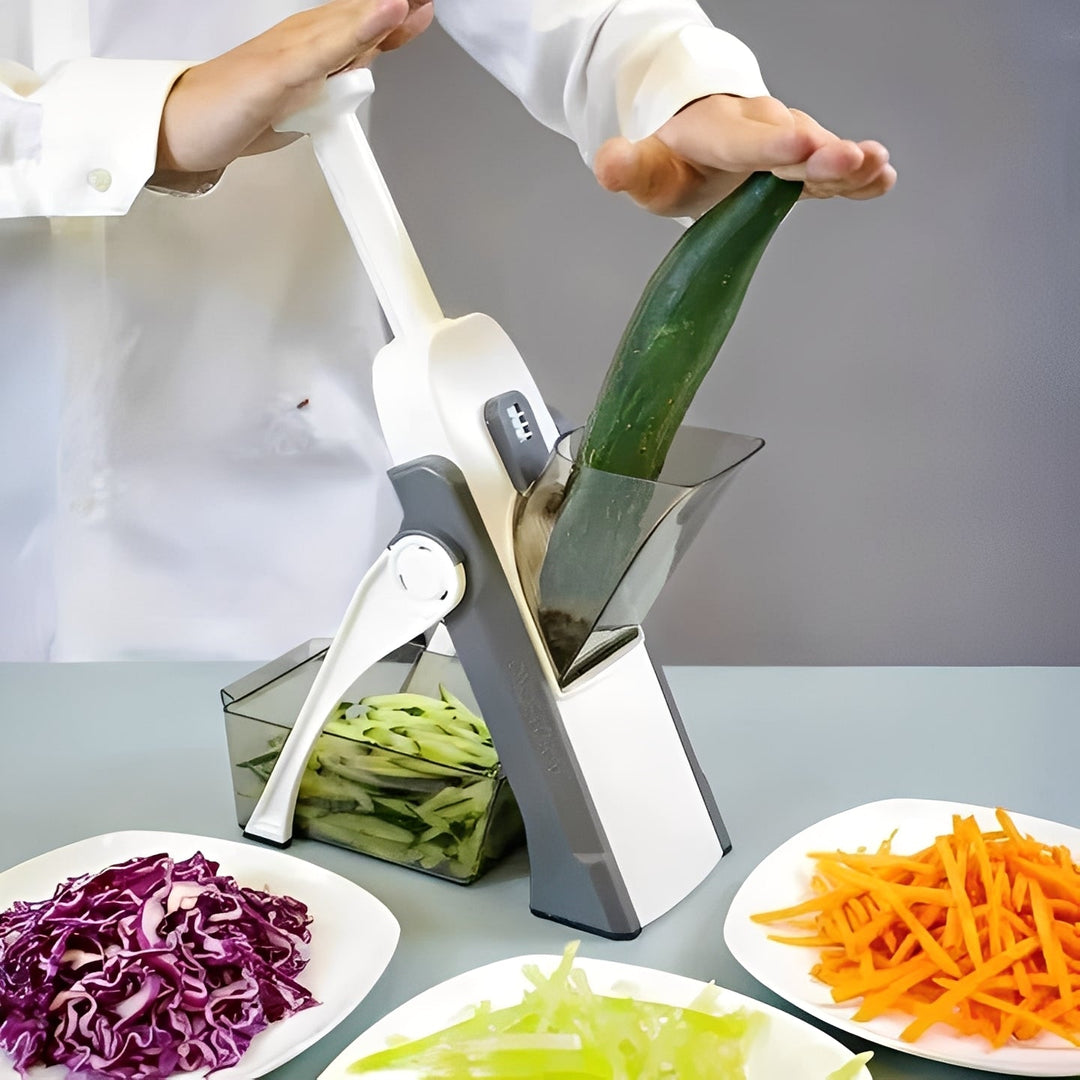 Vegetable Slicer with 5 Interchangeable Blades and Tray