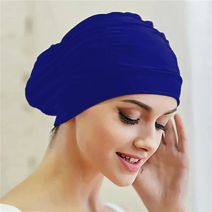 Stretch Swim Cap with Twist Front Turban Design for Swimmers