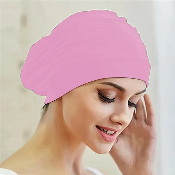 Stretch Swim Cap with Twist Front Turban Design for Swimmers