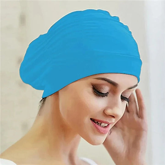 Stretch Swim Cap with Twist Front Turban Design for Swimmers
