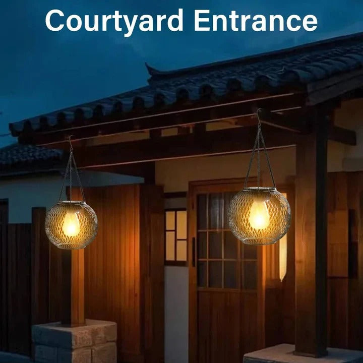 Hanging Solar Powered Decorative Lantern With Warm LED Light